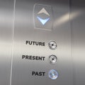 Elevator time machine going to the past Royalty Free Stock Photo