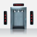 Elevator to success. Career lift concept. Realistic vector illustration. Royalty Free Stock Photo