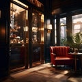 an elevator transformed into a cozy coffee shop with the smel Royalty Free Stock Photo