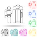 Elevator, traveler multi color set icon. Simple thin line, outline of travel icons for ui and ux, website or mobile application