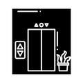 Elevator view black icon, concept illustration, vector flat symbol, glyph sign.