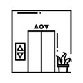 Elevator view line icon, concept sign, outline vector illustration, linear symbol.
