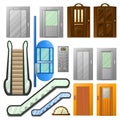 Elevators or escalator lifts vector icons set