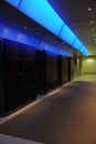 Elevators in office building with blue light accen Royalty Free Stock Photo
