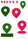 eleven editable GPS Icons or illustrations in different colors and different sizes