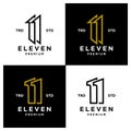 Eleven Initial number 11 icon design logo minimal set collection