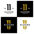 Eleven Initial number 11 icon design logo minimal set collection