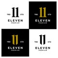 Eleven Initial number 11 icon design logo minimal set collection
