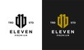 Eleven Initial number 11 icon design logo minimal