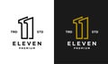 Eleven Initial number 11 icon design logo minimal