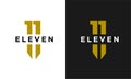 Eleven Initial number 11 icon design logo minimal