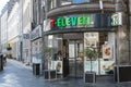 7-Eleven kiosk on the corner in downtown Copenhagen. Royalty Free Stock Photo