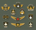 eleven military emblems