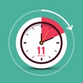 11 Eleven Minutes Vector Clock Icon