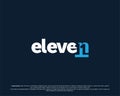 eleven numeral and word logo for number