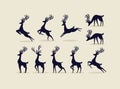 eleven reindeer silhouttes