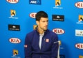 Eleven times Grand Slam champion Novak Djokovic during press conference after victory at Australian Open 2016