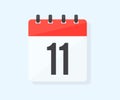 The eleventh day of the month with date 11, day eleven logo design. Calendar icon flat day 11.