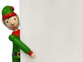 Elf Behind White Message Board Royalty Free Stock Photo