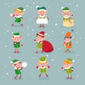 Elf. Cartoon santa claus helpers, dwarf christmas vector fun elves characters isolated Royalty Free Stock Photo