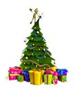 Elf On Christmas Tree Royalty Free Stock Photo