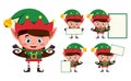 Elf christmas vector character set. Girl elves cartoon characters working Royalty Free Stock Photo