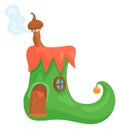 Elf cottage. Liitle fairy house in boot. Gnome village Royalty Free Stock Photo