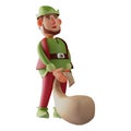 Elf 3D Cartoon having a heavy sack