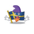 Elf flag sweden character hoisted in cartoon pole Royalty Free Stock Photo