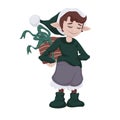 elf boy  with gift surprise Royalty Free Stock Photo