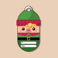 Elf. Gift tag. Christmas character. Vector illustration. Flat style