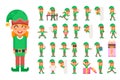 Elf Girl Christmas Santa Claus Helper in Different Poses and Actions Teen Characters Icons Set New Year Gift Holiday