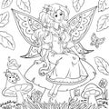 Elf girl coloring book illustration Royalty Free Stock Photo