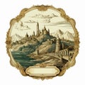 Vintage Isolated City Stamp Print In High Renaissance Style