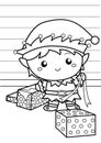 elf happily wrapping the present Royalty Free Stock Photo