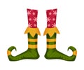 Elf Legs in Patterned Stockings and Funny Shoes With Jingle Bell Vector Item