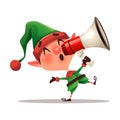 Elf Make Announcement with Megaphone Royalty Free Stock Photo