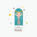 Elf princess fantastic character and colorful sparks and stars on white background