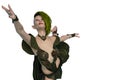 Elf Queen dancing pose with copy space in a white background Royalty Free Stock Photo