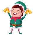 elf santa helper with bells golden comic character