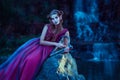 Elf woman in violet dress Royalty Free Stock Photo