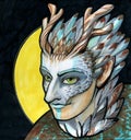 The elfin shaman in a silver mask