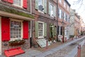 Philadelphia, Pennsylvania, USA - December 23, 2020: Elfreth`s Alley in old city Philadelphia Royalty Free Stock Photo