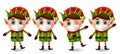 Elfs christmas character vector set. Elf collection characters wearing face mask for covid-19 campaign for new normal xmas element