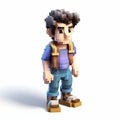 3d 8-bit Pixel Cartoon Of Adult Eli On White Background