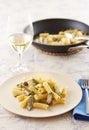 Elicoidale pasta with artichokes and green beans Royalty Free Stock Photo