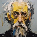 Elijah Painting: Expressive Impasto Old Man In Black And White