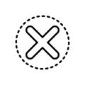 Black line icon for Eliminate, close and refuse