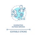 Eliminating outside services concept icon