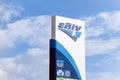 Elin gas station banner with a company logo presenting services which are offered